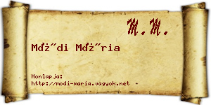 Módi Mária névjegykártya